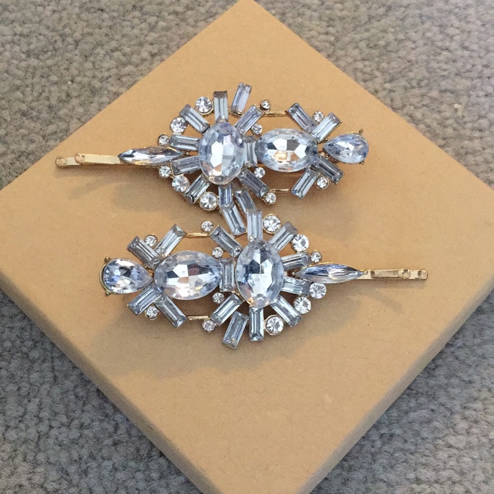 2 bejeweled hair clips